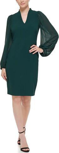 Vince Camuto Women's Chiffon Balloon Sleeve V-Neck Crepe Sheath Mini Dress in Saudi Arabia