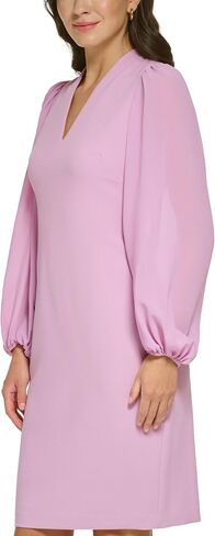 Vince Camuto Women's Chiffon Balloon Sleeve V-Neck Crepe Sheath Mini Dress in Saudi Arabia