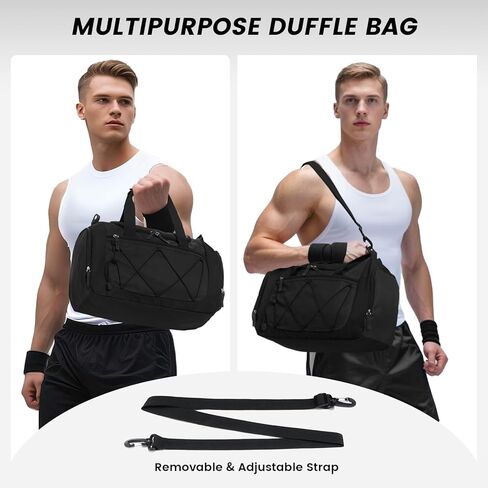 Vorspack Gym Bag for Men - 21 Inches Small Duffle Bag for Travel Lightweight Duffel Bag with Shoe Compartment Personal Item Travel Bag Weekender Bag for Travel Sports Gym - Black in Saudi Arabia