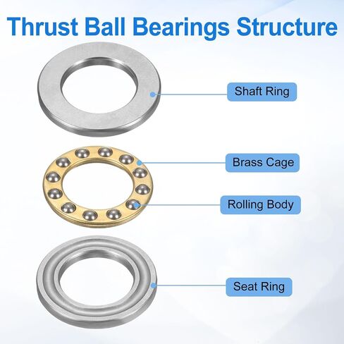 uxcell 4pcs F6-11M Thrust Ball Bearings, 6mm x 11mm x 4.5mm Miniature Thrust Bearing with Washers Chrome Steel Single Direction for Conveyor Systems Machine Tools in Saudi Arabia