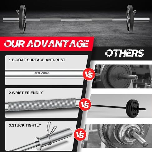 Bar Olympic Barbell Bar 55 "، 2in-eightwing Bar Standard Bars Straight Barks for Bench Press/Hip Thrusts/Biceps/Jounds/القرفصاء/التدريب على الجمنازيوم المنزلي ، 2 أطواق (سعة 500 رطل) in Saudi Arabia