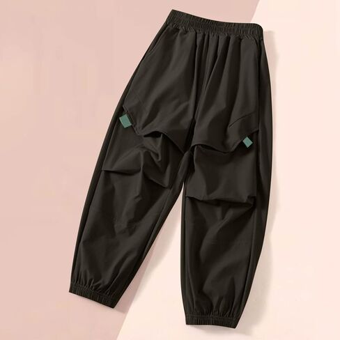 Cargo Pants for Girls Baggy Solid High Elastic Waist Drawstring Jogger Trousers Kids Y2K Parachute Pant with Pockets in Saudi Arabia
