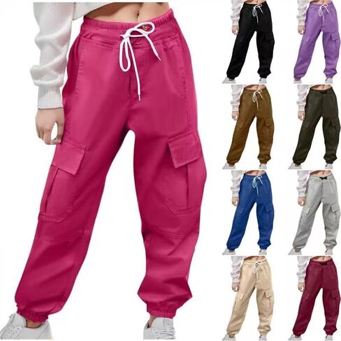 Cargo Pants for Girls 10-12 Petite Drawstring High Waisted Boy Joggers Summer Casual Light Workout Hiking Pants in Saudi Arabia