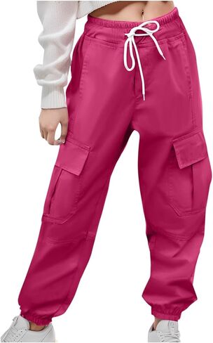 Cargo Pants for Girls 10-12 Petite Drawstring High Waisted Boy Joggers Summer Casual Light Workout Hiking Pants in Saudi Arabia