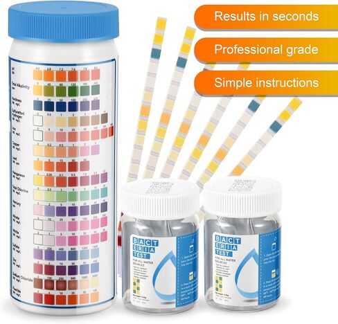 AAwipes Drinking Water Test Strips 17-in-1 100 Strips + 2 Bacteria Tester Kits, Lab-Validated Complete Water Testing for Home, Well, Tap Water, City Water, Flood Water Testing Strips (K03-100) in Kuwait