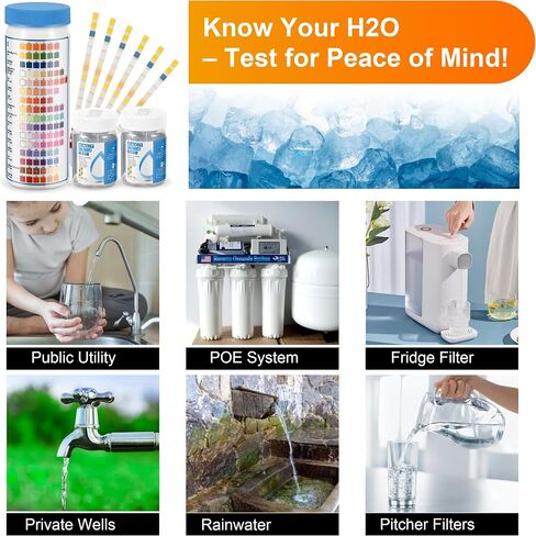 AAwipes Drinking Water Test Strips 17-in-1 100 Strips + 2 Bacteria Tester Kits, Lab-Validated Complete Water Testing for Home, Well, Tap Water, City Water, Flood Water Testing Strips (K03-100) in Kuwait