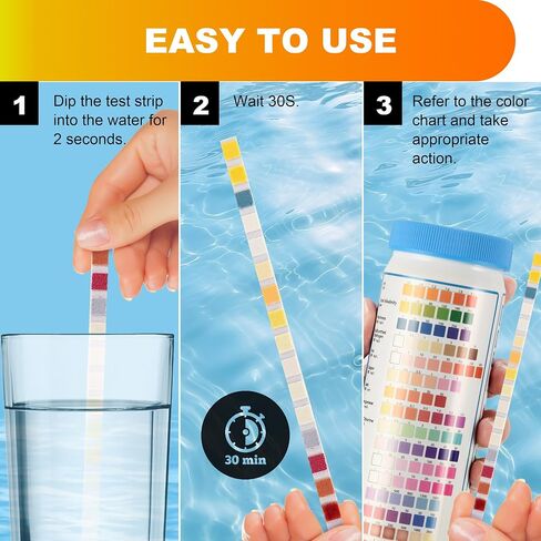 AAwipes Drinking Water Test Strips 17-in-1 100 Strips + 2 Bacteria Tester Kits, Lab-Validated Complete Water Testing for Home, Well, Tap Water, City Water, Flood Water Testing Strips (K03-100) in Kuwait