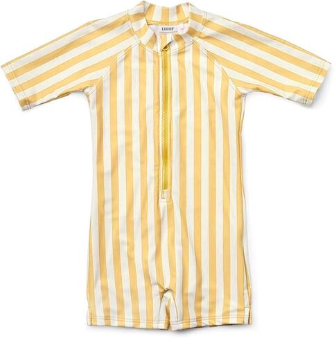 Toddler Boys & Girls One Piece Swimsuit Zipper Rash Guard Short Sleeve Bathing Suit Blue Striped Swimwear 4-5T UPF50+ in Kuwait