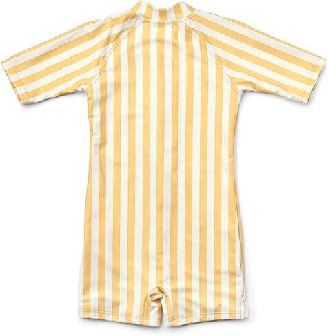 Toddler Boys & Girls One Piece Swimsuit Zipper Rash Guard Short Sleeve Bathing Suit Blue Striped Swimwear 4-5T UPF50+ in Kuwait