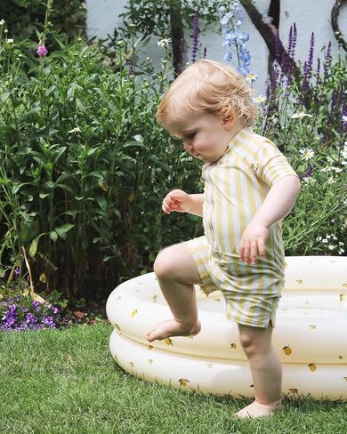 Toddler Boys & Girls One Piece Swimsuit Zipper Rash Guard Short Sleeve Bathing Suit Blue Striped Swimwear 4-5T UPF50+ in Kuwait