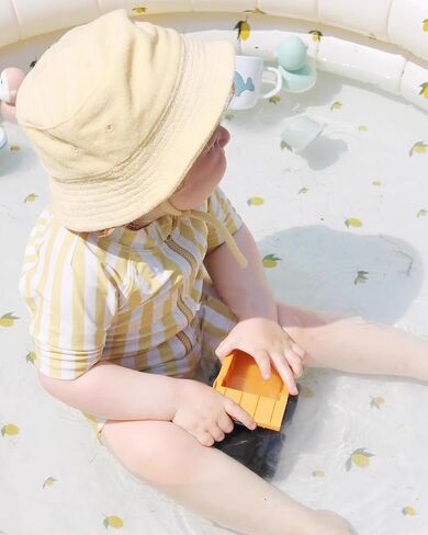 Toddler Boys & Girls One Piece Swimsuit Zipper Rash Guard Short Sleeve Bathing Suit Blue Striped Swimwear 4-5T UPF50+ in Kuwait