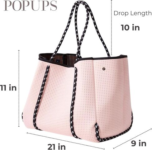 Large Neoprene Tote Bag for Women - Everyday Designer Handbag for Travel Work and Beach with Pockets and Zipper Pouch in Saudi Arabia