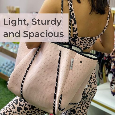 Large Neoprene Tote Bag for Women - Everyday Designer Handbag for Travel Work and Beach with Pockets and Zipper Pouch in Saudi Arabia