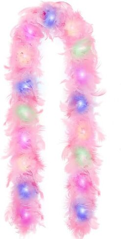 6 أقدام من Mardi Gras Feather Boa 50g Colorful 20 LED Lights Boas Boas Boa Assume Assuity Color Vivid Fin in Kuwait