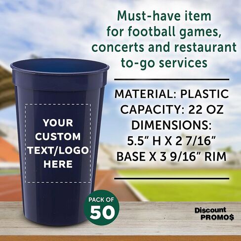 DISCOUNT PROMOS Custom Plastic Stadium Cups 22 oz. Set of 100, Personalized Bulk Pack - Perfect for Birthdays, Picnic, Beach, Parties - Translucent White in Saudi Arabia