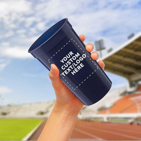 DISCOUNT PROMOS Custom Plastic Stadium Cups 22 oz. Set of 100, Personalized Bulk Pack - Perfect for Birthdays, Picnic, Beach, Parties - Translucent White in Saudi Arabia