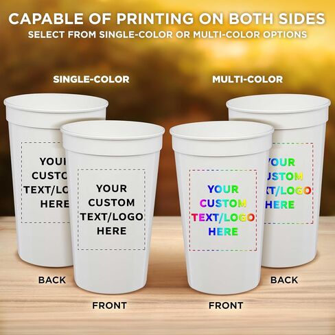 DISCOUNT PROMOS Custom Plastic Stadium Cups 22 oz. Set of 100, Personalized Bulk Pack - Perfect for Birthdays, Picnic, Beach, Parties - Translucent White in Saudi Arabia