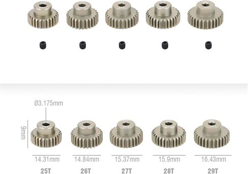 Xuulan-Bevel Gears Model Car Steel Teath 3.175mm MORTED 16T TO 48T 48DP MOTER GEAR 3.175MM MOTER MOTOR GEAR 1/10 1/12 محرك السيارة الكهربائي (اللون: 19T) in Kuwait