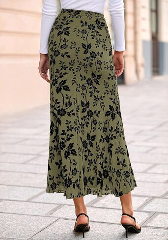 BTFBM Womens Floral Mesh Midi Skirt مرنة عالية الخصر بوهو الأنيقة حورية البحر 2025 الصيف الخريف التنانير الطويلة للنساء in Saudi Arabia