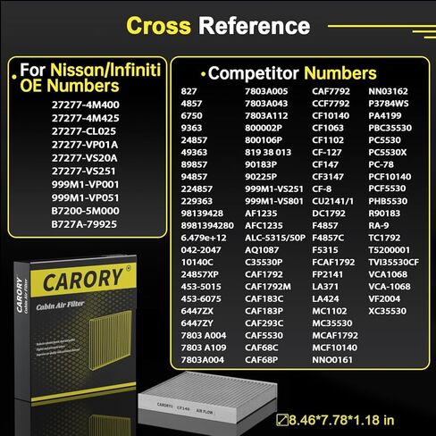 Cabin Air Filter w/Activated Carbon for Buick Encore 13–21, Regal 11–17, LaCrosse 10–16, Cadillac SRX 10–16, Chevy Cruze 11–15, Sonic 12–20, Spark 13–22, Trax 13–22, Malibu 13–16 and More in Kuwait
