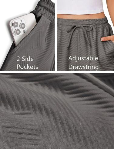 Ekouaer Womens Pajama Shorts Textured Casual Lounge Short Elastic Waist Pj Shorts Sweatsuits with Pockets 2025,Apricot,L in Saudi Arabia
