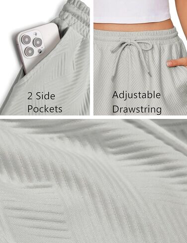 Ekouaer Womens Pajama Shorts Textured Casual Lounge Short Elastic Waist Pj Shorts Sweatsuits with Pockets 2025,Apricot,L in Saudi Arabia