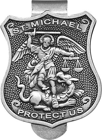 True Faith Jewelry Pewter St Michael Car Visor Clip, Policeman's Prayer Archangel Patron Saint of Police, Law Enforcement Officer Gifts for Men and Women, Fine Pewter (92% Tin), 2-5/8 x 1-1/2 Inch in Kuwait