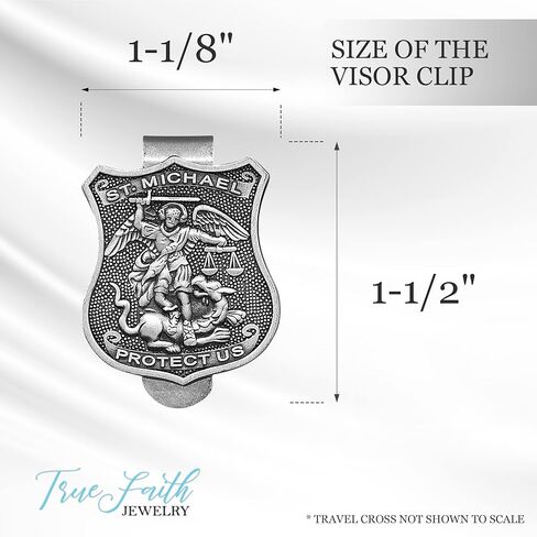 True Faith Jewelry Pewter St Michael Car Visor Clip, Policeman's Prayer Archangel Patron Saint of Police, Law Enforcement Officer Gifts for Men and Women, Fine Pewter (92% Tin), 2-5/8 x 1-1/2 Inch in Kuwait
