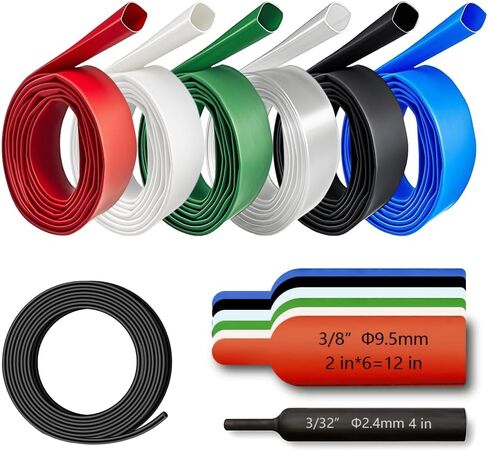 1/2in Heat Shrink Tubing - 3:1 Adhesive Lined, Shrinkable Wire Wrap Tube, 12FT, 6 Colors, Marine Grade Waterproof, Insulated Sealed, Oil & Wear Resistant for Industrial, Automotive, Wire, Cable Repair in Kuwait