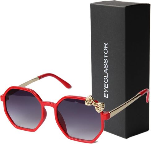 Bow Sunglass girls,Stylish Shades Bow Ribbon Sunglasses for Girls kids, Secure Fit, Polarized UV Protection Pink Grey in Saudi Arabia
