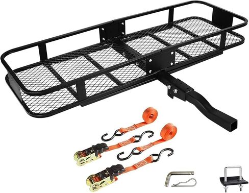 Folding Trailer Hitch Mount Cargo Carrier 60" 20" 6",500LBS Luggage Rack Basket Car Storage,58" 19" 24" Waterproof Bag,500LBS Anti-Rust Luggage2 Receiver,Trailer Hitch Mount for RVs, Pickups, Trucks in Kuwait