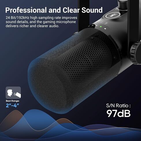 FDUCE USB/XLR Gaming Microphone kit, Dynamic PC Mic for Podcasting Streaming, Computer RGB Mic Kit with Boom Arm Stand, Mute Button and Headphone Jack, for Recording, Vocal Voice-Over (D30+) in Kuwait