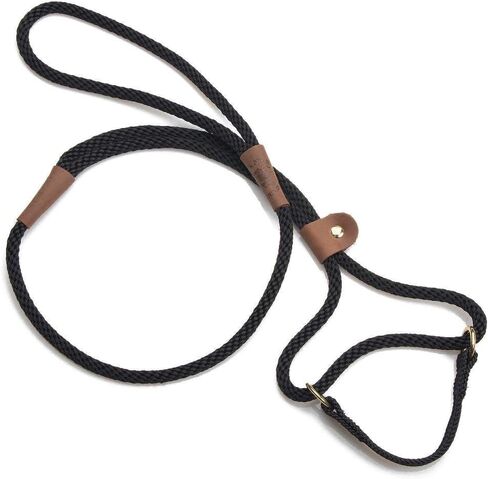 Mendota Pet Dog Walker ، Martingale Style Leash - Combo Leash & Term ، مصنوع في الولايات المتحدة الأمريكية - أسود ، 3/8 في × 6 أقدام - للسلالات الصغيرة/المتوسطة in Kuwait