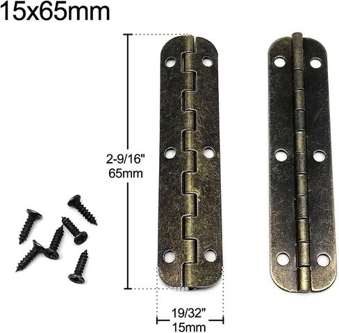 Brass Jewelry Chest Wine Box Case Lengthened Long Hinge with 6 Screws 12Pcs(50x15mm) in Saudi Arabia