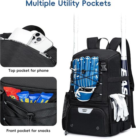 Baseball Bag for Youth and Adult, Softball Backpack 40L Large Capacity, Bat Backpack with Shoes Compartment and Hidden Helmet Holder in Saudi Arabia