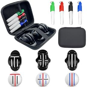 Golf Ball Marker Set with Carry Case, 3 Golf Ball Marking Stencils and 4 Color Golf Ball Markers, Golf Ball Marker Liner Marker, Golf Ball Alignment Marking Tool in Saudi Arabia