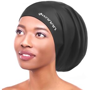 Extra Large Silicone Swim Cap for Long Hair and Protective Styles–Waterproof Swimming Cap for Men and Women with Dreadlocks, Weaves, Extensions, Braids, Curls, and Afros–Keep Hair Dry in Kuwait
