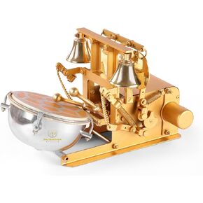Metal Automatic Aarti Machine for Home - Small Arti Machine for House Temple - Atri Machine with Drum, Bells with Adjustable Arti Tempo/Rhythm - Ideal Gift for All Occasion, Gold in Saudi Arabia