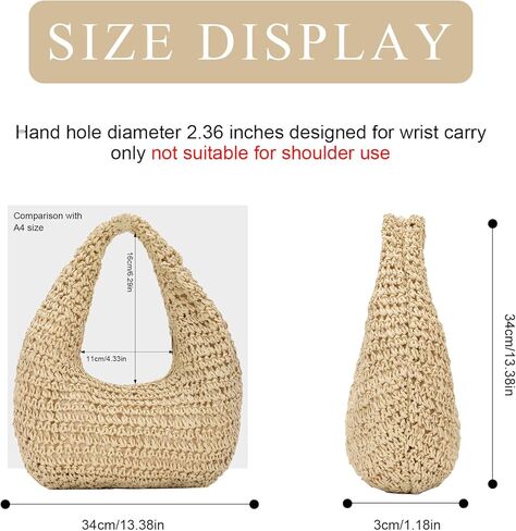 GOKTOW Crescent Straw Handbag for Women,Summer Raffia Beach Purse Tote Hobo Bag 2025 in Kuwait