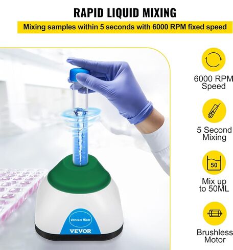 خلاط Vevor Vortex ، 6000 دورة في الدقيقة Mini Vortex Mixer Shaker Touch Function USB شحن دوامة شاكر ، قم بخلط ما يصل إلى 50 مل 6 مم قطر مداري للطلاء من طلاء الأظافر أنبوب اختبار الحبر الوشم ، أنبوب الاختبار. in Kuwait