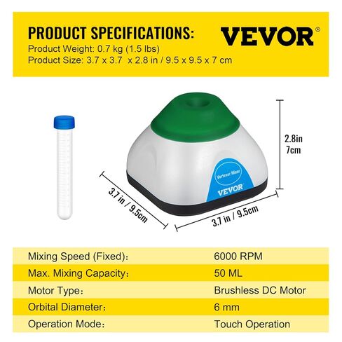 خلاط Vevor Vortex ، 6000 دورة في الدقيقة Mini Vortex Mixer Shaker Touch Function USB شحن دوامة شاكر ، قم بخلط ما يصل إلى 50 مل 6 مم قطر مداري للطلاء من طلاء الأظافر أنبوب اختبار الحبر الوشم ، أنبوب الاختبار. in Kuwait