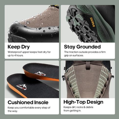 Nortiv 8 Men's Mid's Mid Waterproof Boots Outdoor Lightweight Breatable Camping Mountaining Shoes Hydrotrek in Saudi Arabia