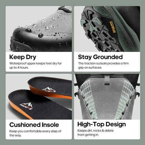 Nortiv 8 Men's Mid's Mid Waterproof Boots Outdoor Lightweight Breatable Camping Mountaining Shoes Hydrotrek in Kuwait