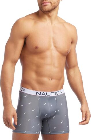 Nautica Men's 4 Pack Micro Boxer Briefs, Peacoat/Lead/Sail-Aero Blue White/Sail-Peacoat White in Saudi Arabia