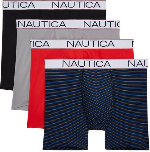 Nautica Men's 4 Pack Micro Boxer Briefs, Peacoat/Lead/Sail-Aero Blue White/Sail-Peacoat White in Saudi Arabia