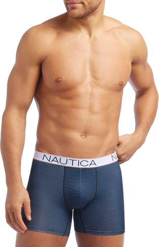 Nautica Men's 4 Pack Micro Boxer Briefs, Peacoat/Lead/Sail-Aero Blue White/Sail-Peacoat White in Saudi Arabia
