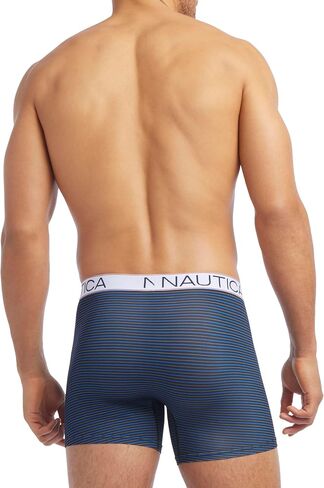 Nautica Men's 4 Pack Micro Boxer Briefs, Peacoat/Lead/Sail-Aero Blue White/Sail-Peacoat White in Saudi Arabia