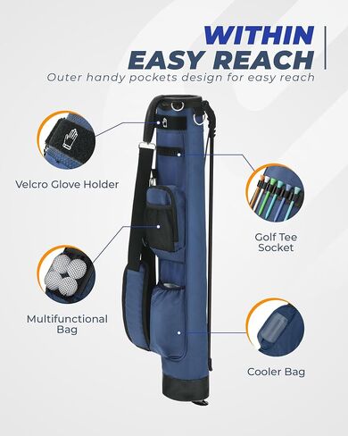 Golf Lightweight Stand Bag, Portable Golf Carry Bag with Insulated Cooler Pocket, Easy to Carry and Ideal for Driving Range, Pitch n Putt, Par 3, Executive Courses in Kuwait