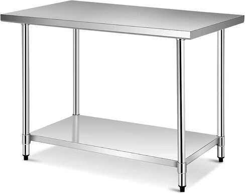 Giantex 48 x 30 Inches Stainless Steel Work Table, Heavy Duty Commercial Kitchen Food Prep Table with Adjustable Under Shelf for Restaurant Garage Home Workstation in Saudi Arabia