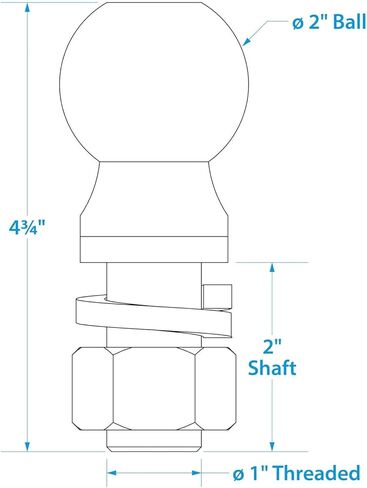 Oukens Chrome Trailer Hitch Ball 2 بوصة 5000 رطل ، مجموعة كرة مفتاح الصلب Chrome ， 1 X Iin Shank Steel for Boat Trailer Campervan ATV Pickup SUV in Saudi Arabia
